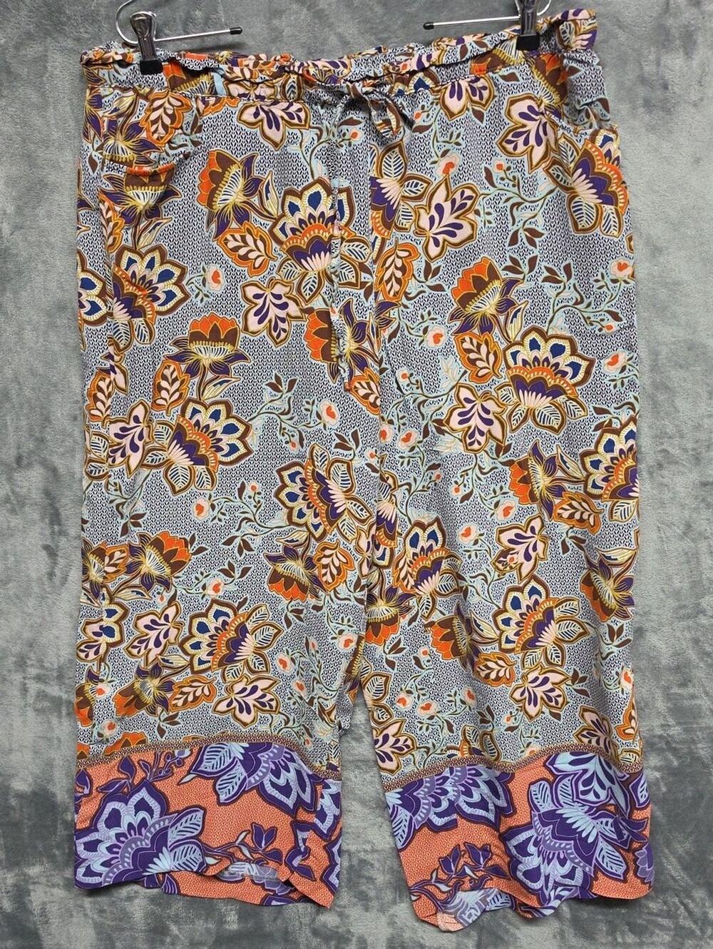 LOFT Multicolor Floral-Patterned Elastic Palooza Waist Pants Sz LG